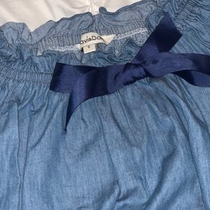 Off the shoulder “denim” top